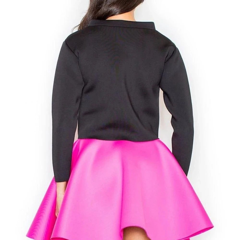 Pink Polyester Mini Skirt with Laser Cut Bottom