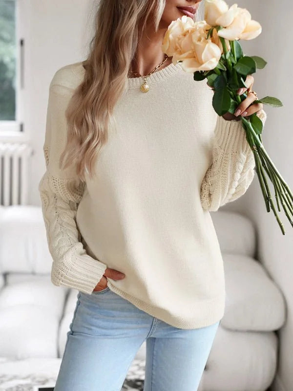 Green knit sweater with round neck
