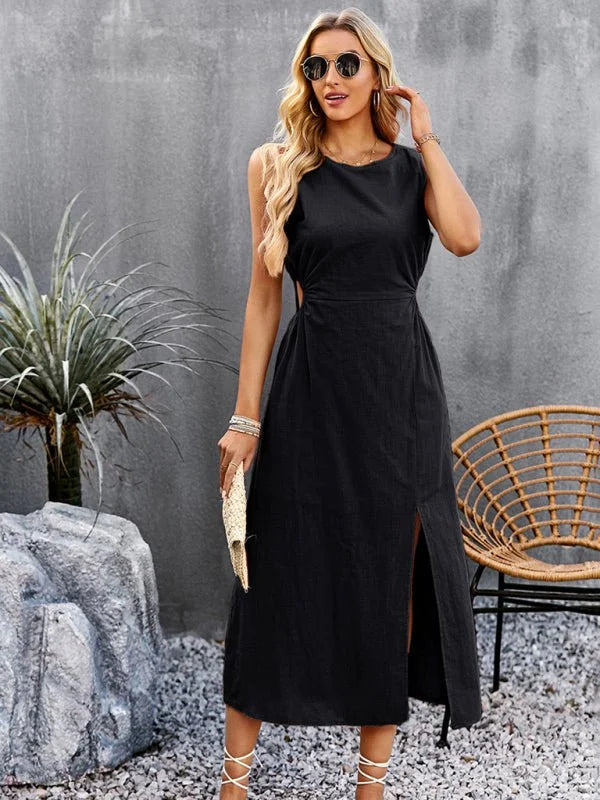 Black women's sleeveless long sundress