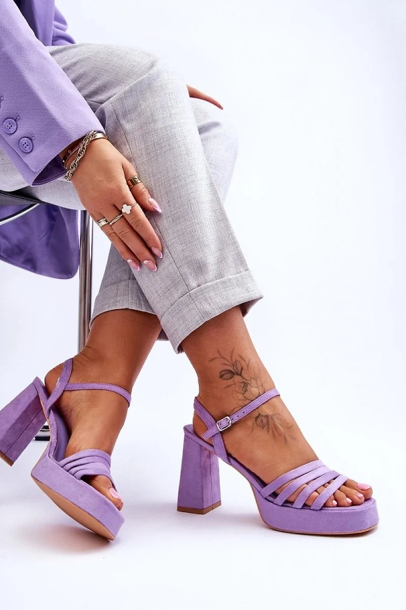 Platform Heel Sandals with Buckle Strap