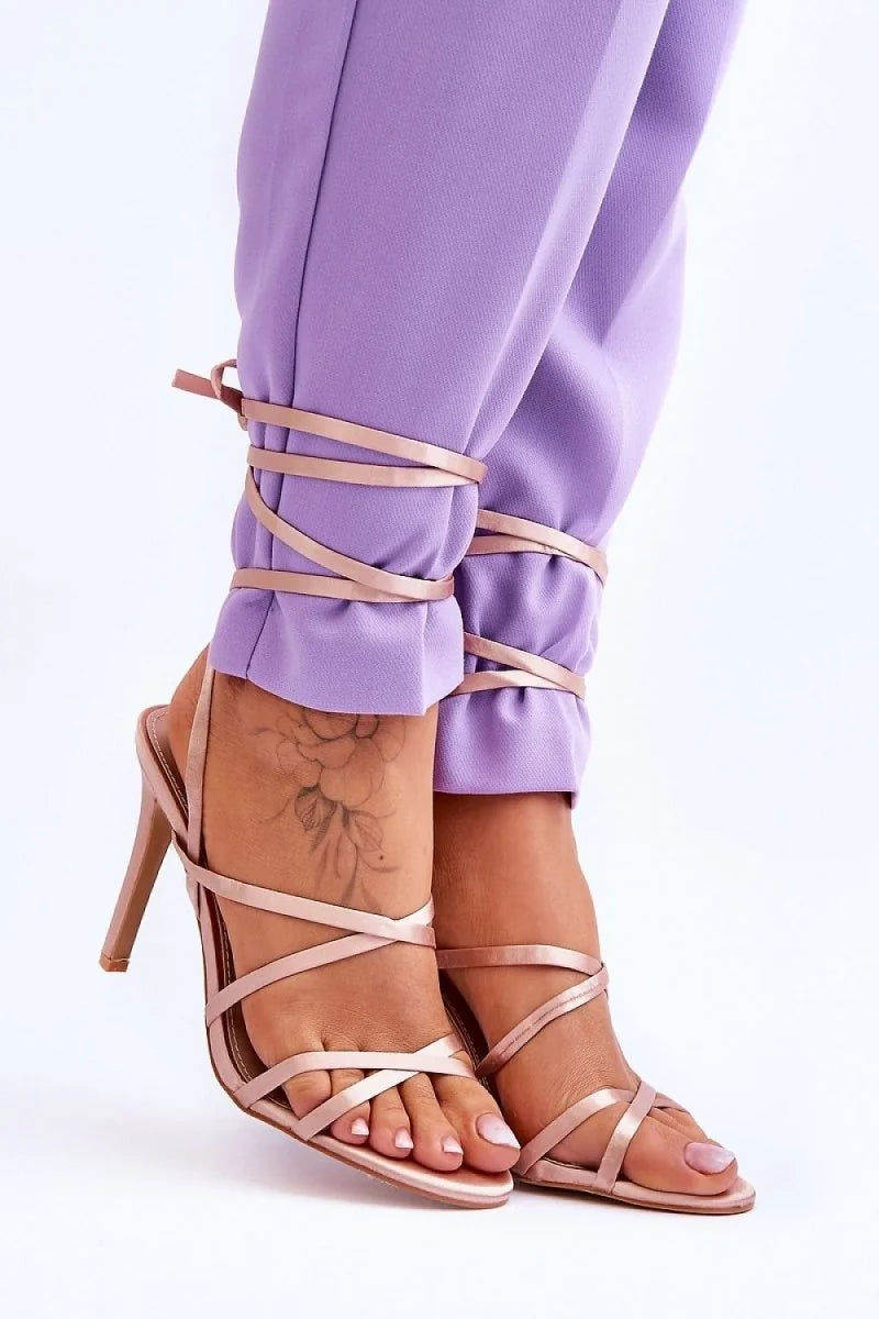Strappy Stiletto Sandals with Ankle Tie