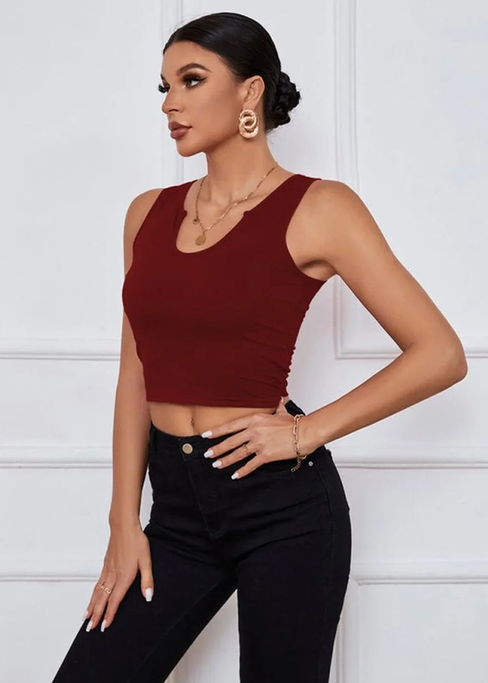 Rose U-neck knit vest