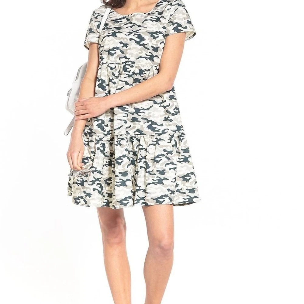 Floral Mini Dress with Boat Neck