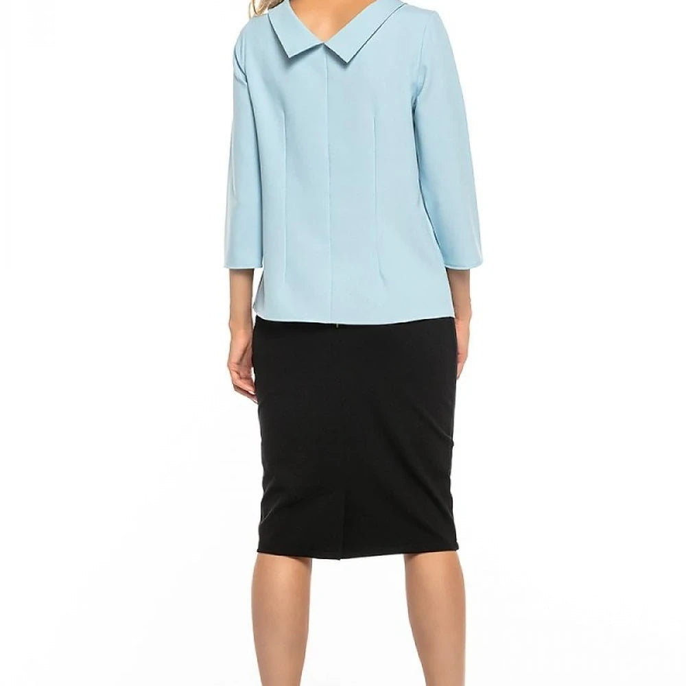 Elegant Collar Blouse with Half-Golf Neckline