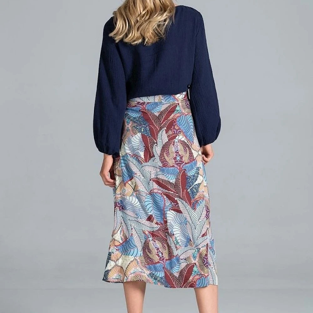 Trapeze Midi Skirt with Front Buttons
