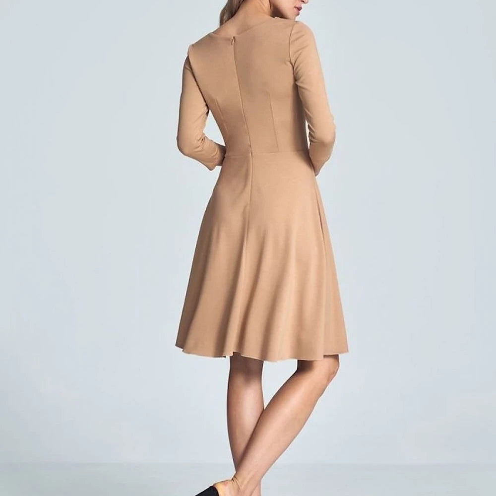 Black Midi Cocktail Dress with 3/4 Sleeves