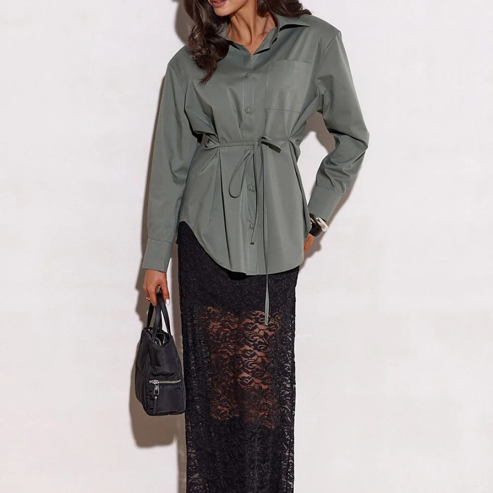 Cotton Blend Long Sleeve Shirt