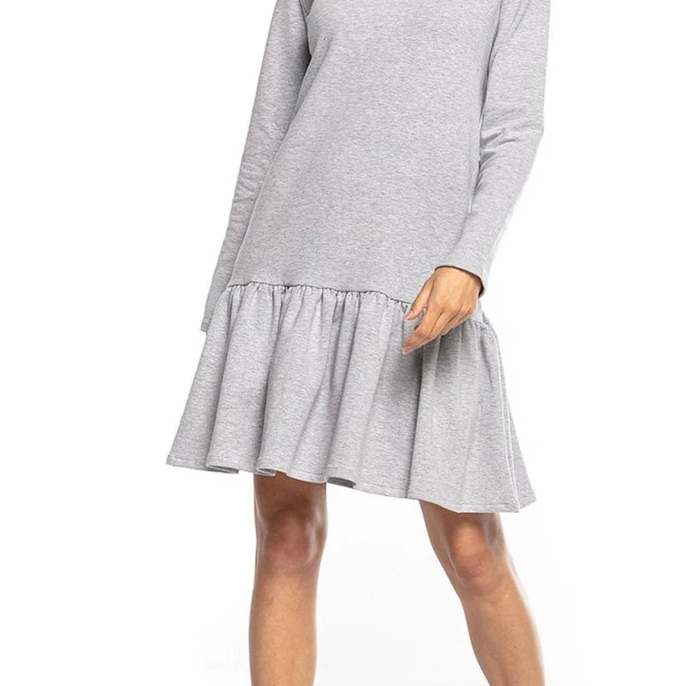 Sporty Midi Sweatshirt Dress with Frill