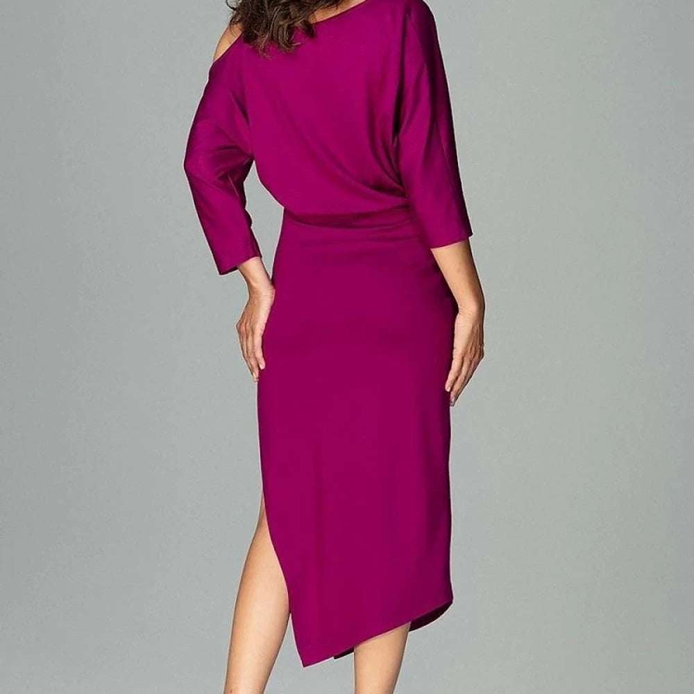 Asymmetrical Evening Dress with Kimono Sleeves
