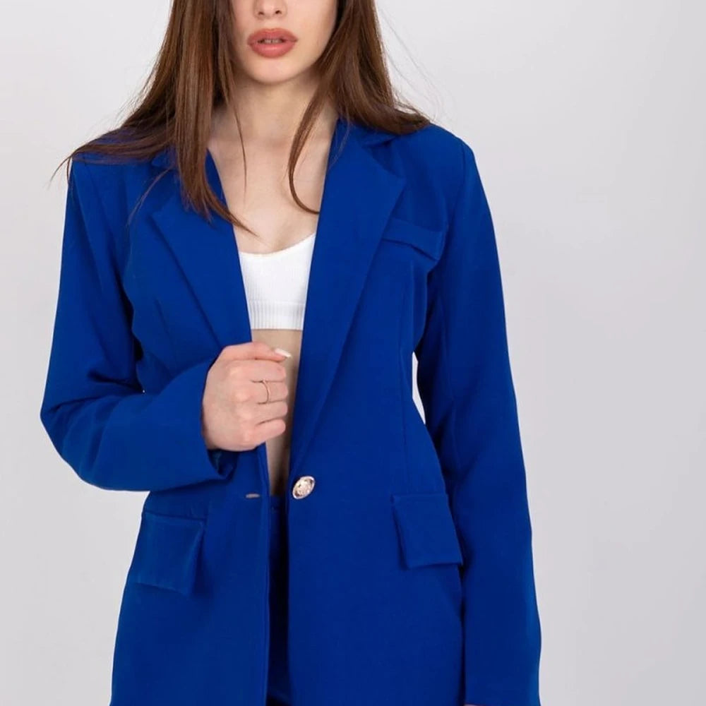 Long Sleeve Button Jacket with Shoulder Pads