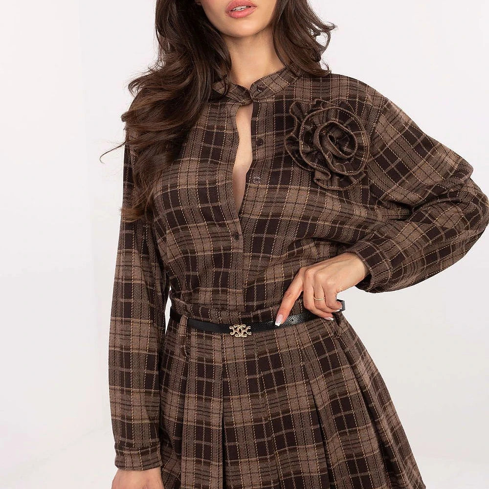 Checkered Mini Skirt with Flounces
