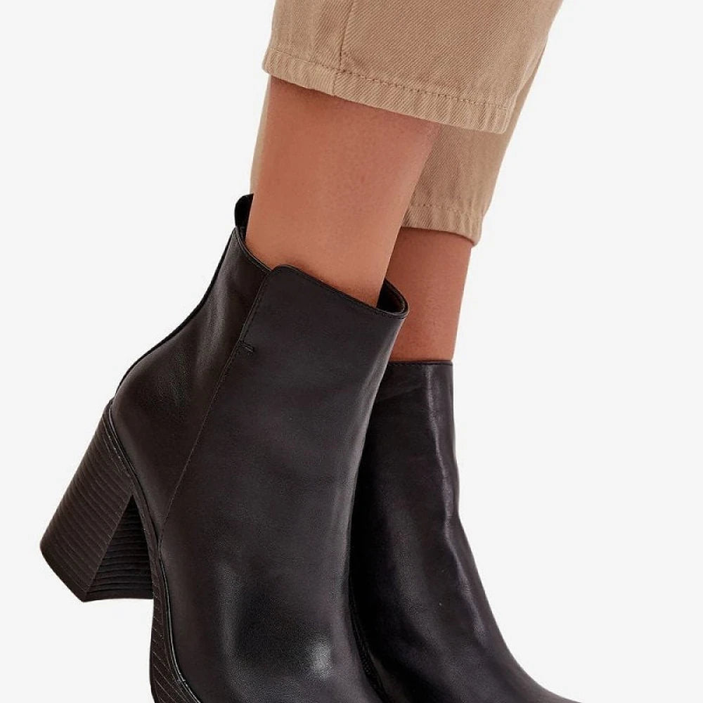 Black Ankle Boots with Side Zipper
