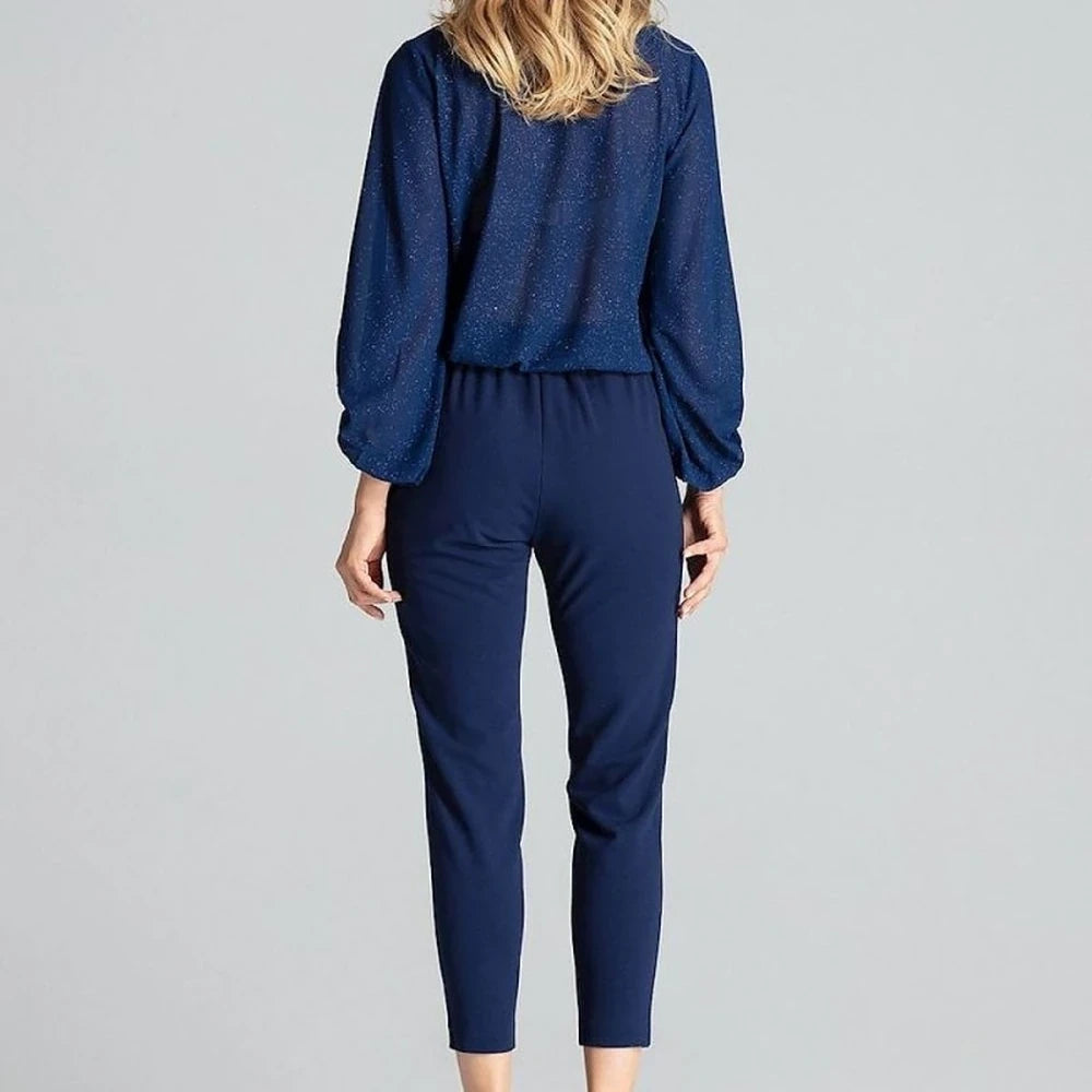 Women's Tapered Trousers with Brocade Stripes