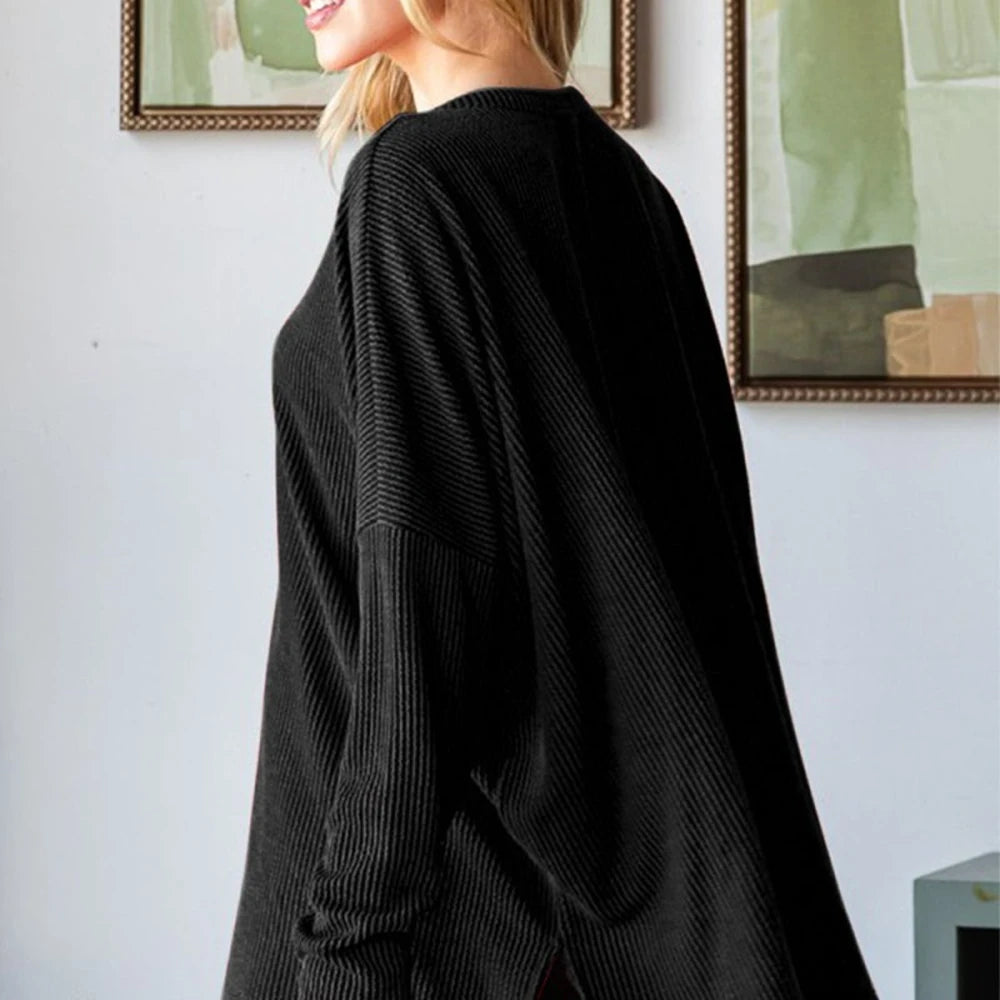 Sequin Ribbed Long Sleeve Top