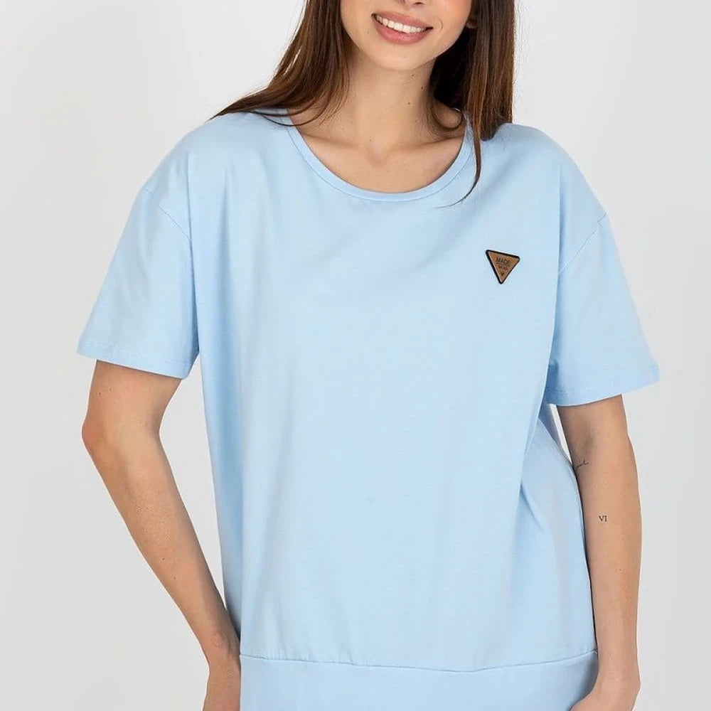 Cotton Blend Blouse with Round Neck
