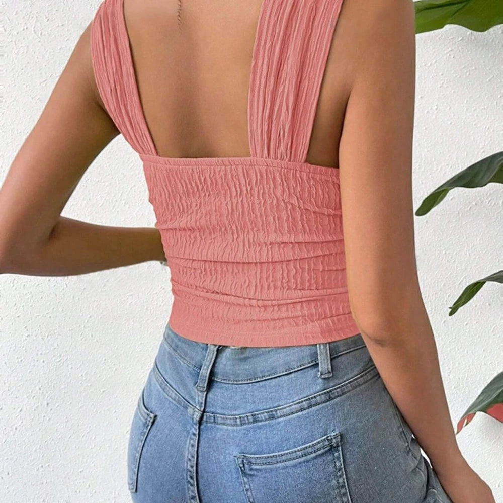 Textured Square Neck Tank Top