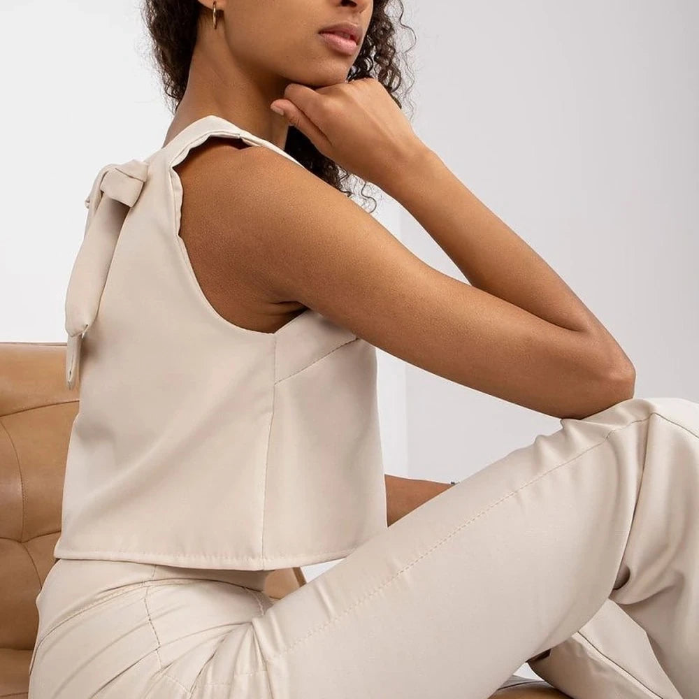 Polyester Set Blouse High Waist Pants