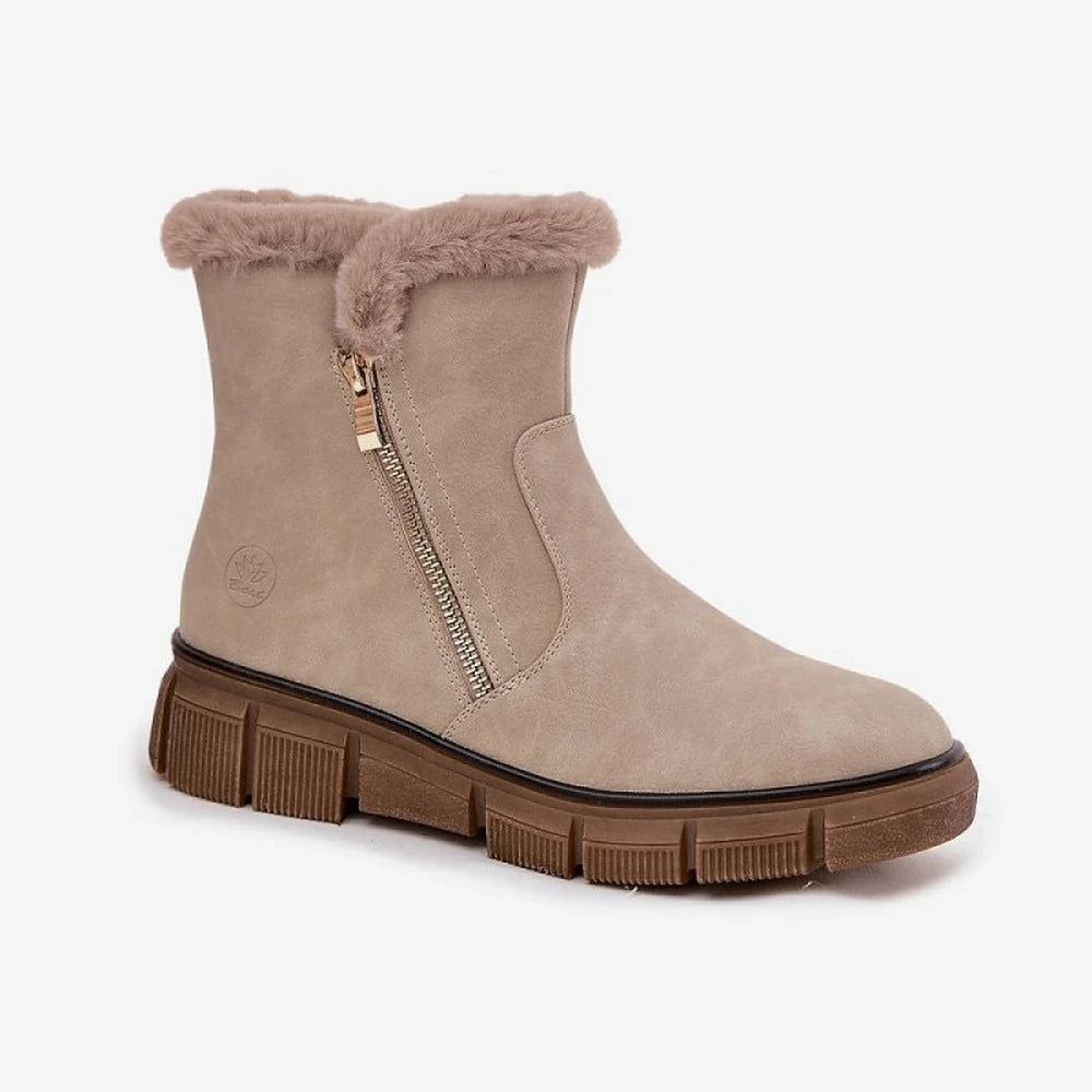 Women's Black Faux Leather Snow Boots