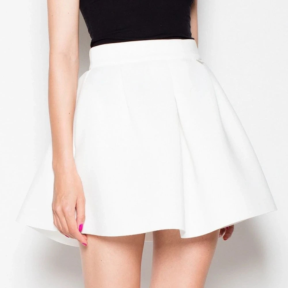 Grey Flared Knit Skirt with Circle Cut