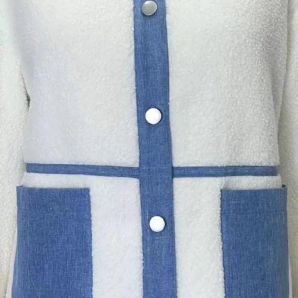 Contrast Trim Teddy Jacket