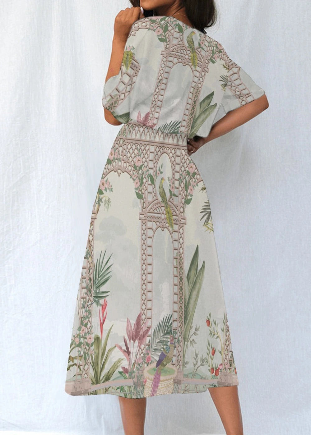 Polyester blend elastic waist dress