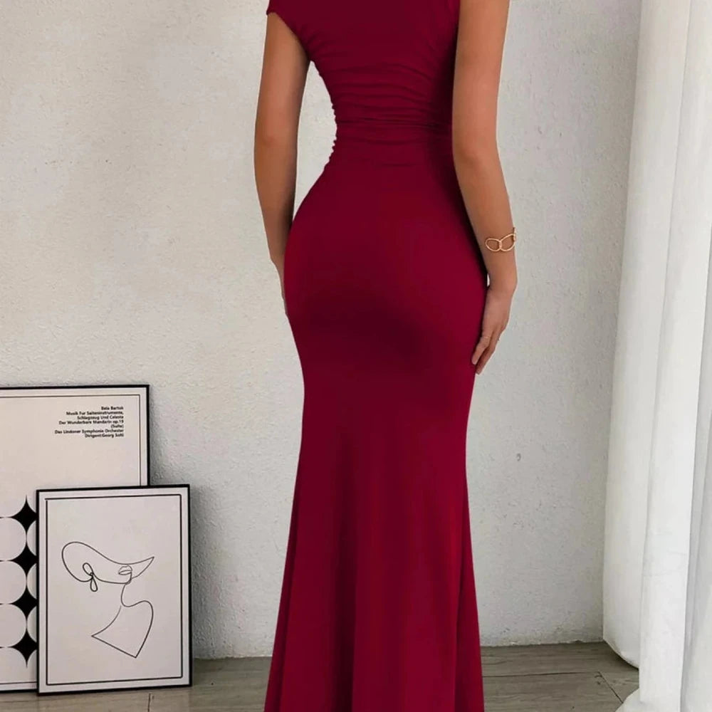 One-Shoulder Ruched Bodycon Maxi Dress