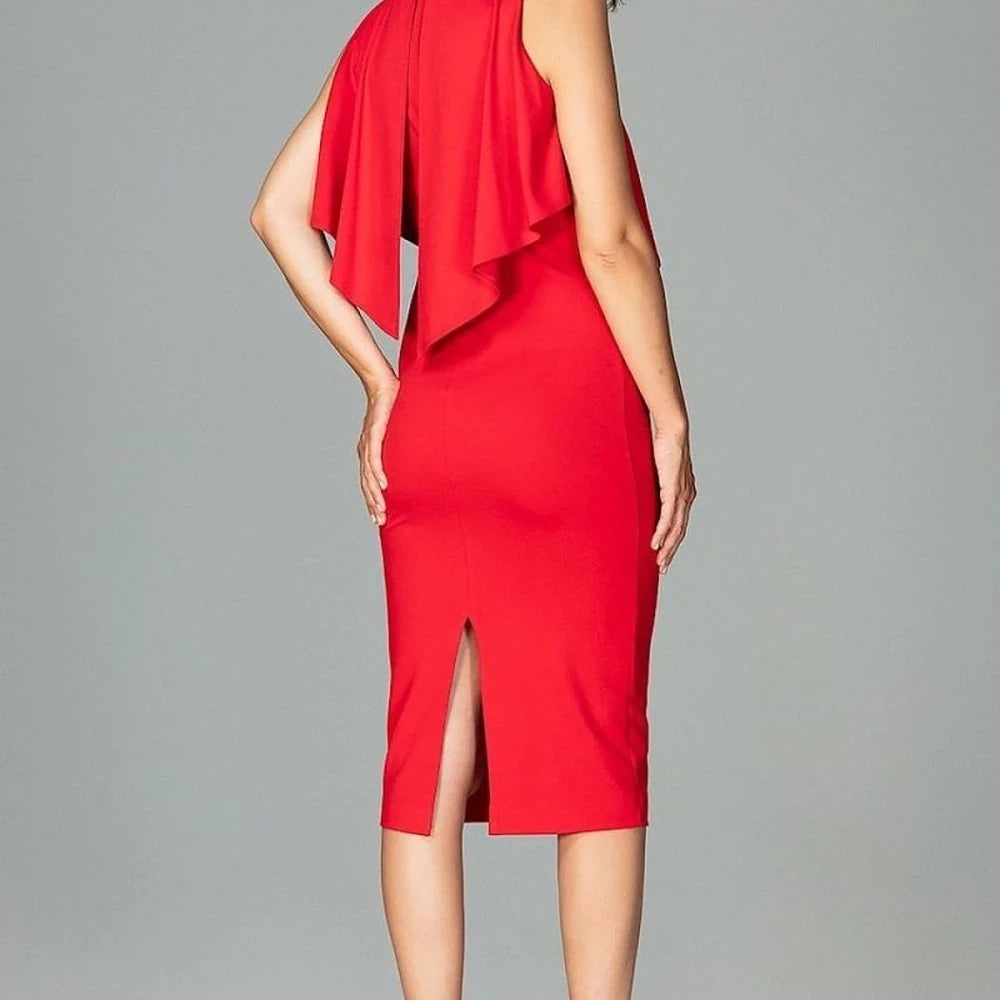 Fitted Cocktail Dress with Stand-Up Collar