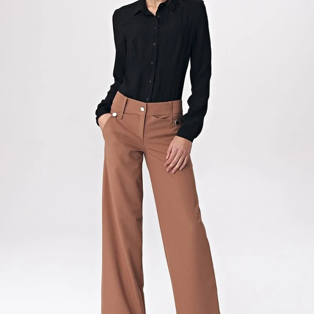 Palazzo Cut Trousers with Decorative Studs