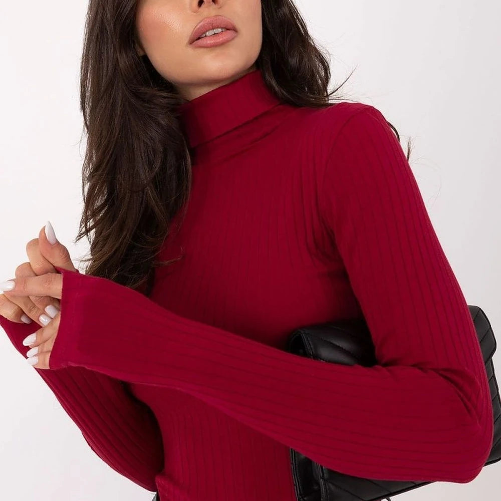 Turtleneck Cotton Ribbed Sweater