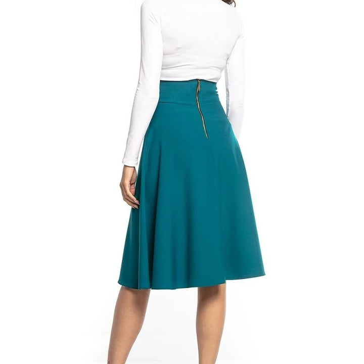 Midi Skirt with High Waist and Zipper