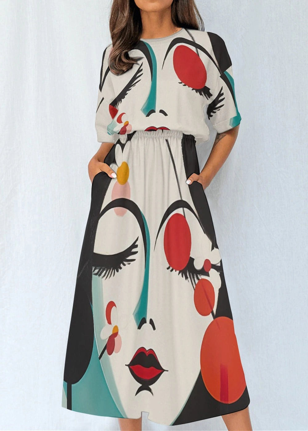 Polyester elastic waist dress