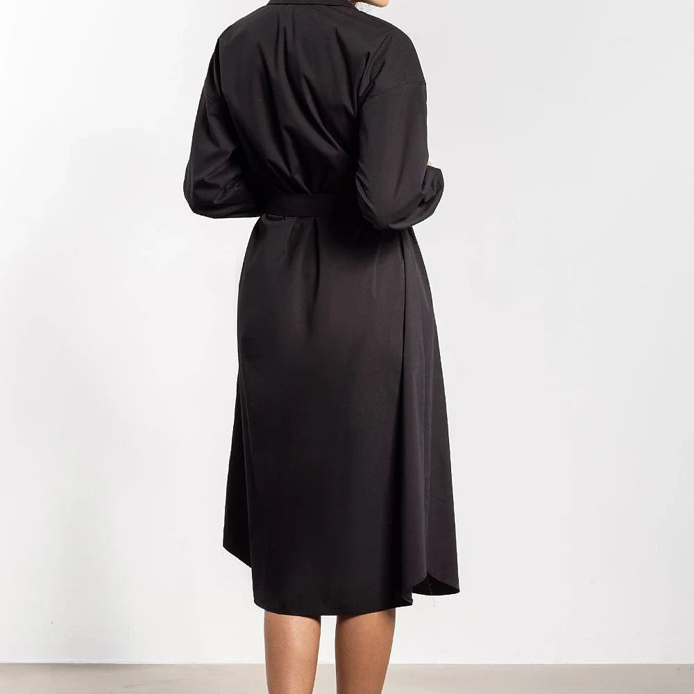 Midi Shirt Dress with Belt and Buttons