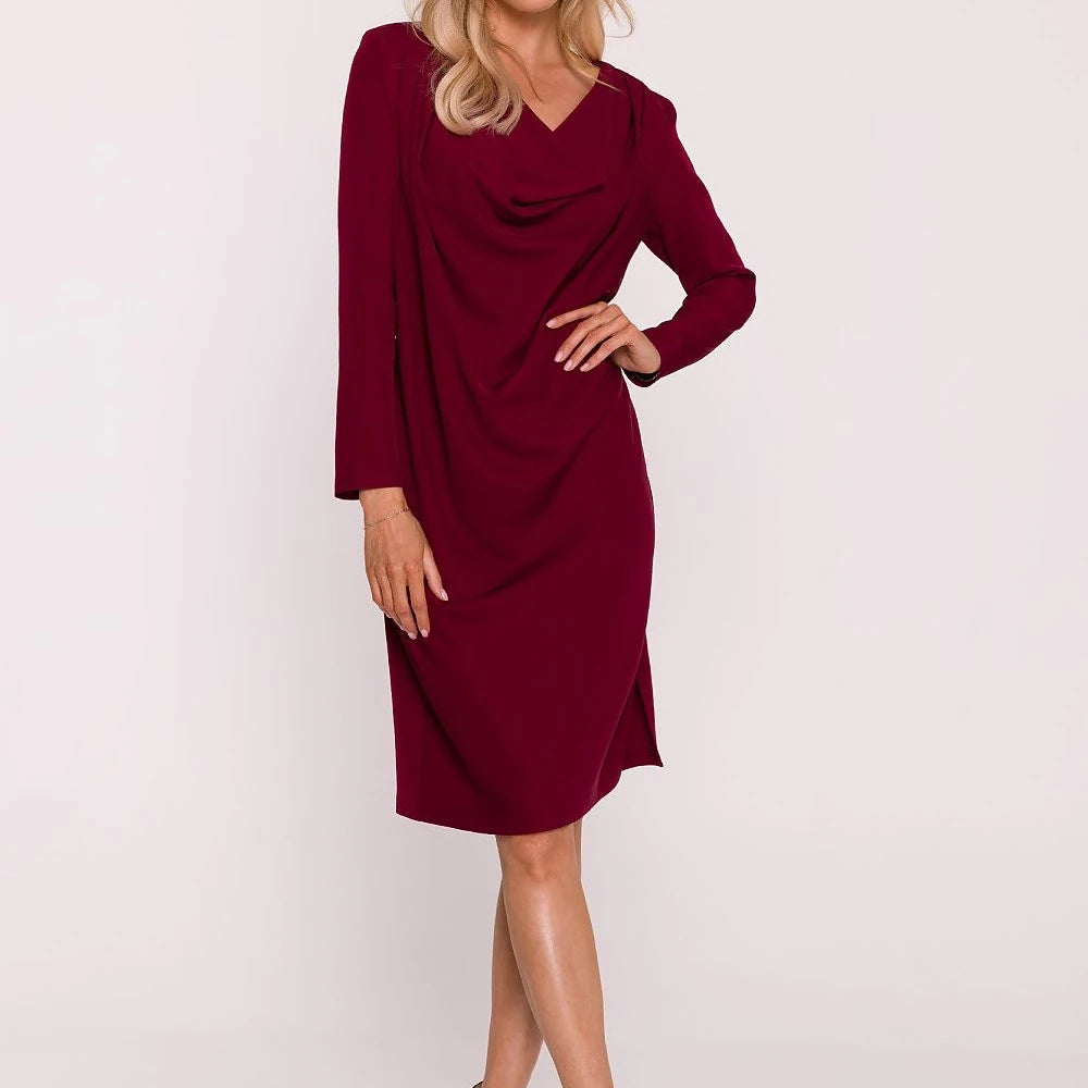 Violet Pencil Dress with Water Neckline
