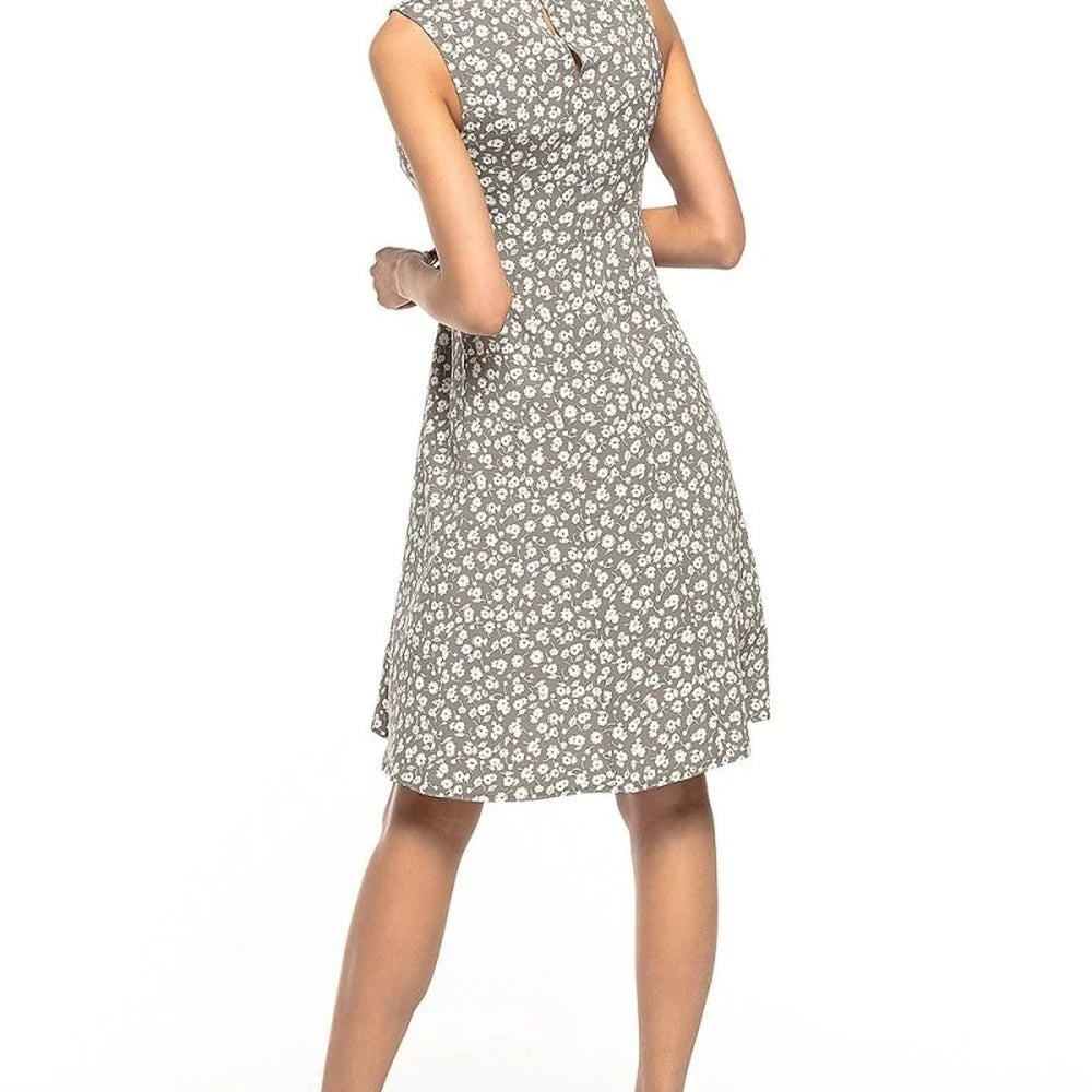 Floral Print Day Dress with Tie Belt