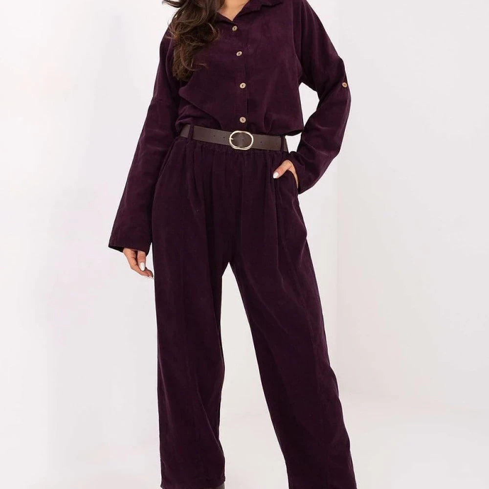 Corduroy Long Sleeve Shirt with Collar