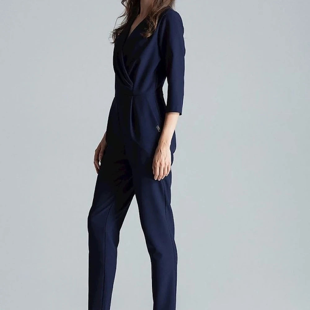 Patterned Jumpsuit with Envelope Neckline