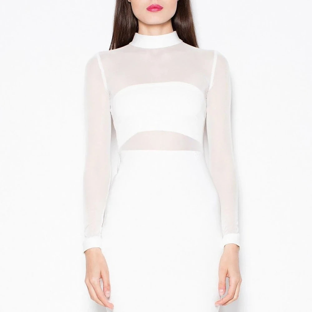 Elegant Mesh Top Evening Dress