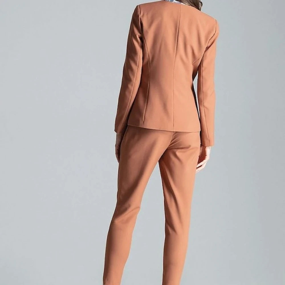 Patterned One-Button Jacket with No Lapels