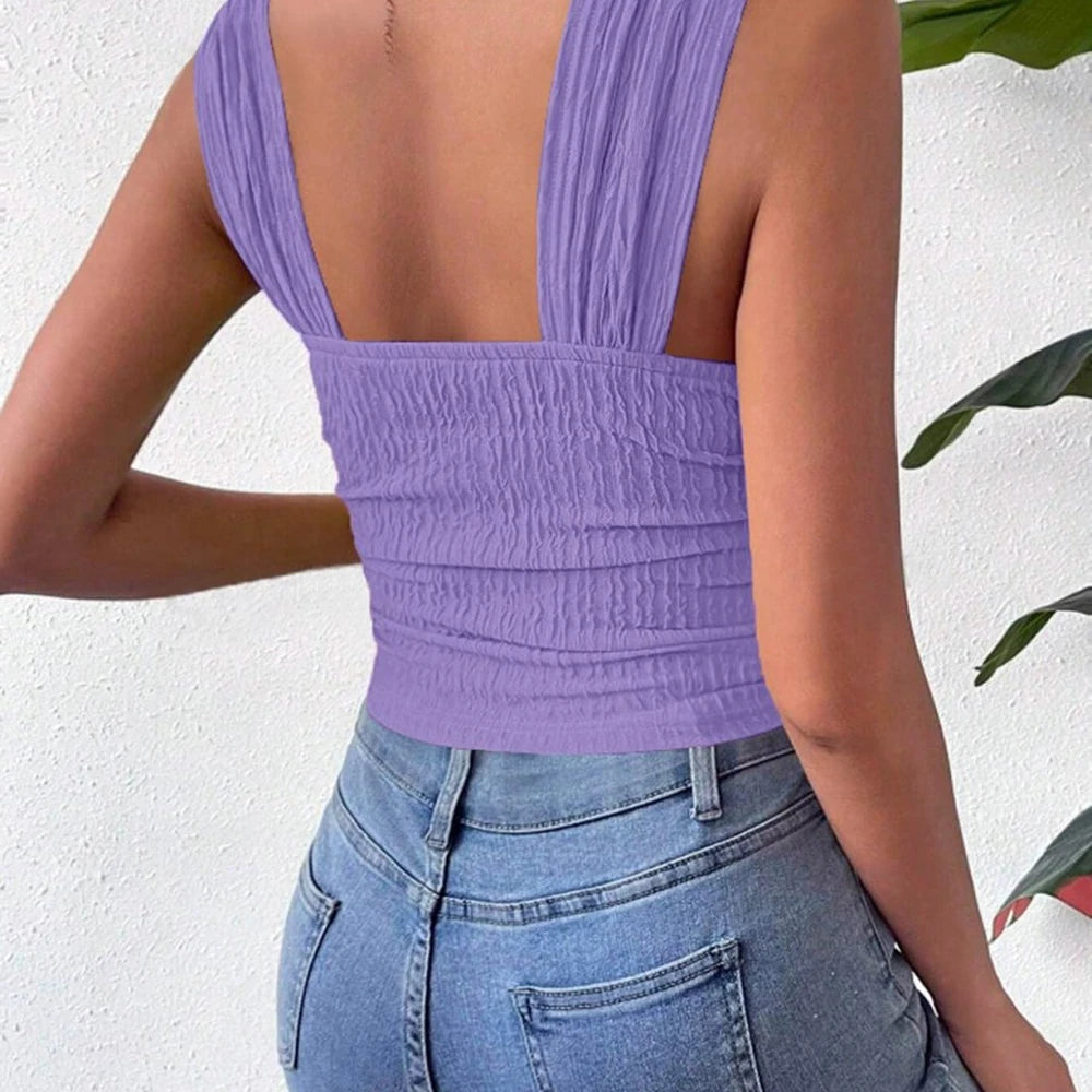 Textured Square Neck Tank Top