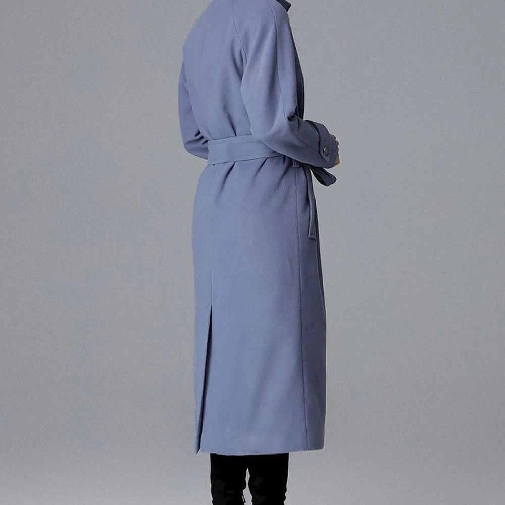 Long Single-Breasted Coat with Back Slit