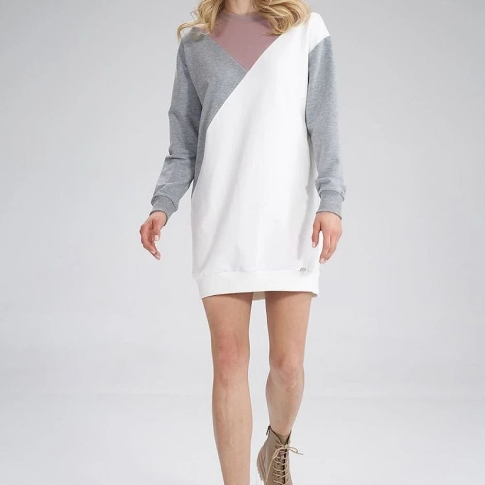 Tri-Color Cotton A-Line Midi Dress