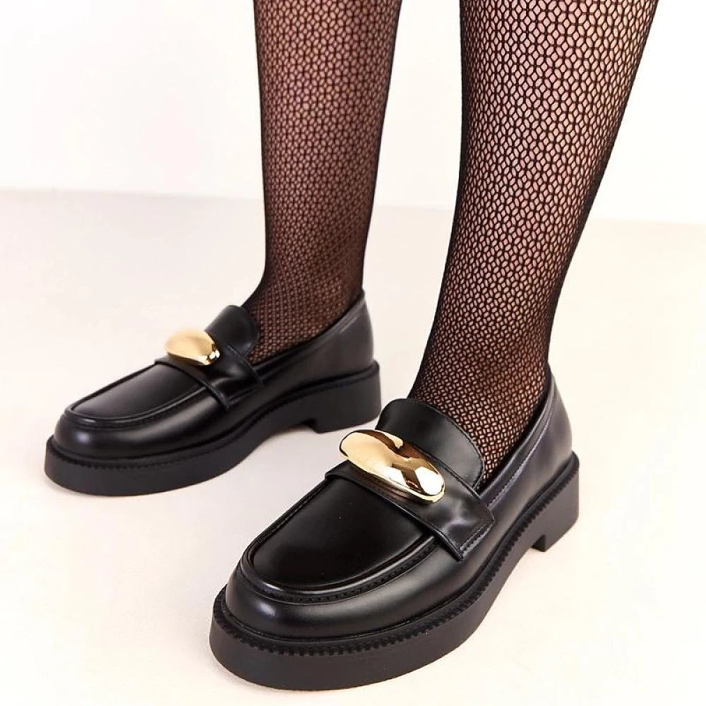 Women's Black Vegan Leather Loafers