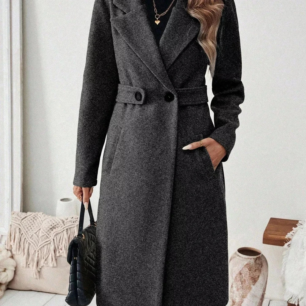 One Button Wool Blend Overcoat