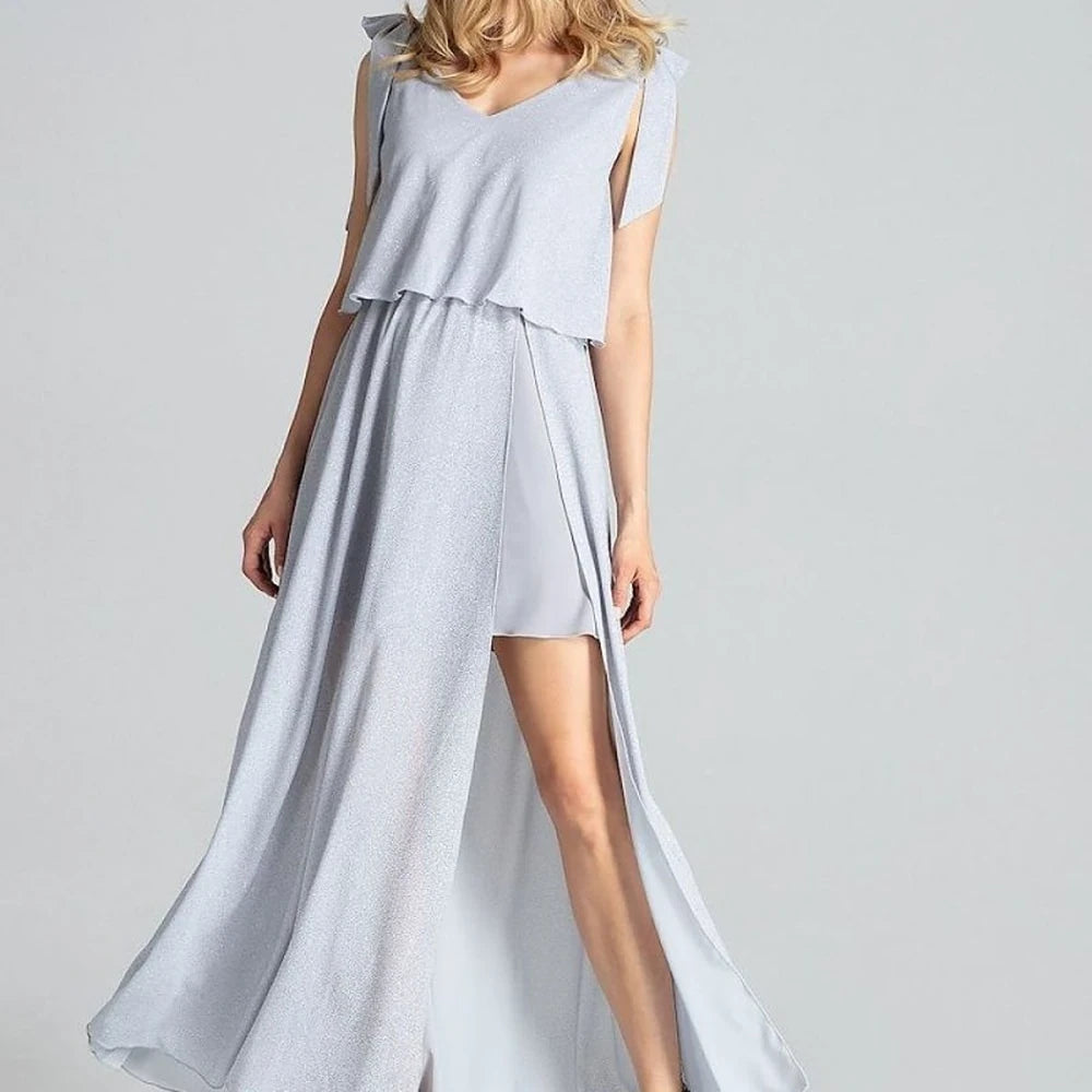 Navy Blue Sleeveless Maxi Dress with Slit