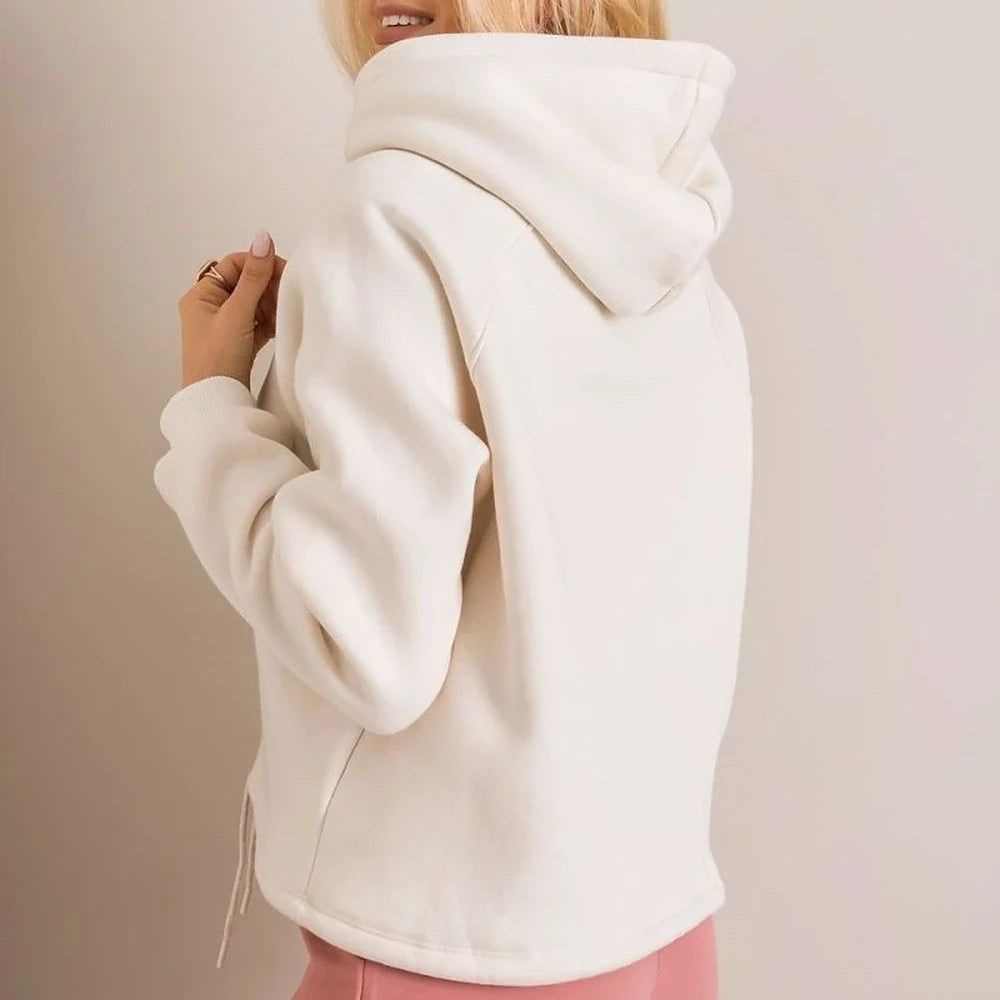 Hooded Tie-Bottom Sweatshirt