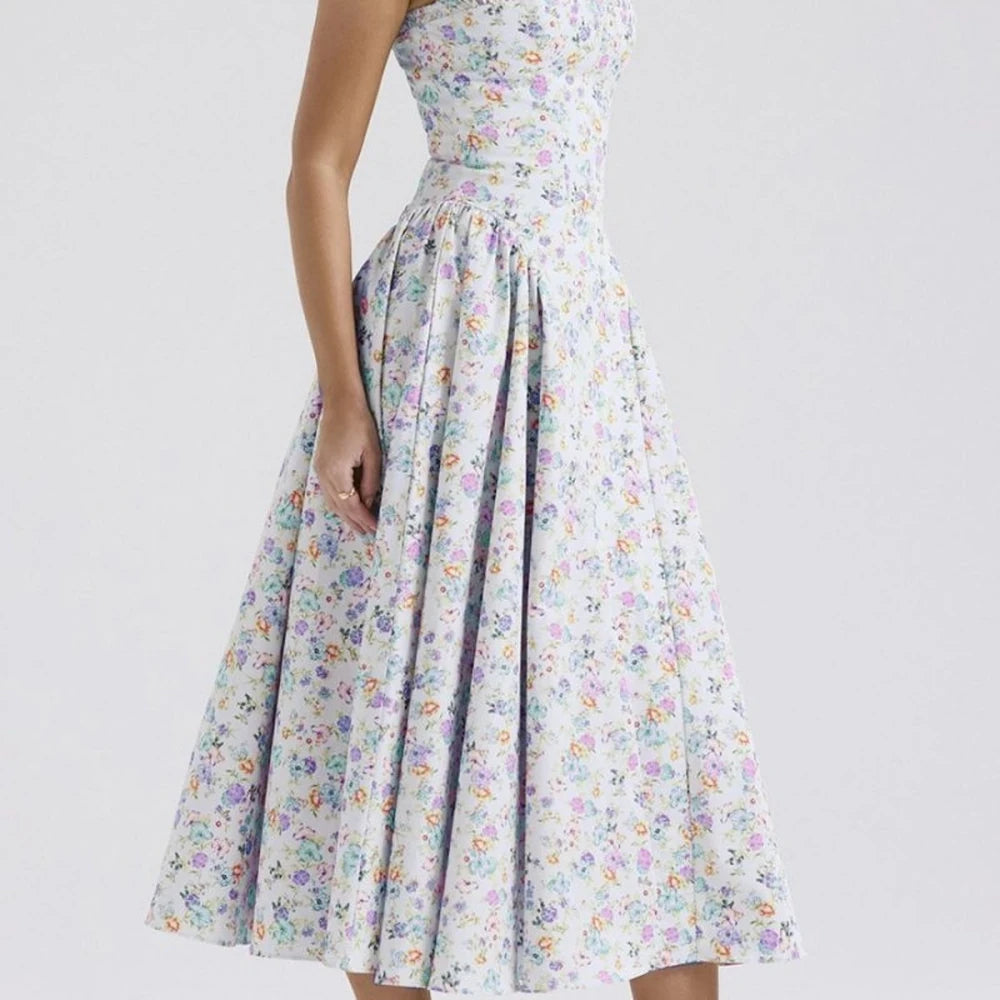 Floral Square Neck Midi Dress