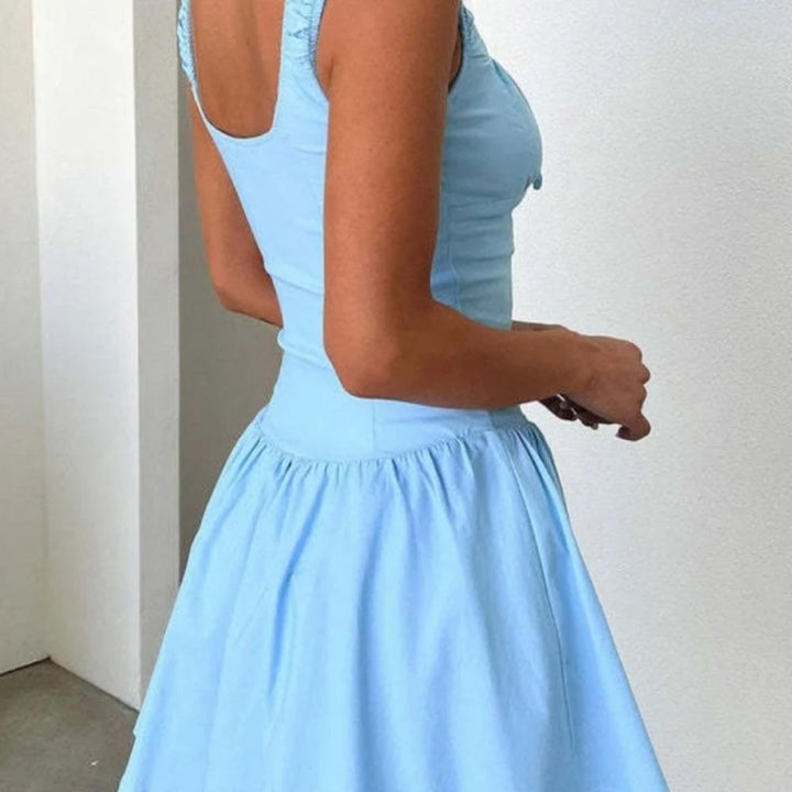 Square Neck Cami Dress with Decorative Buttons