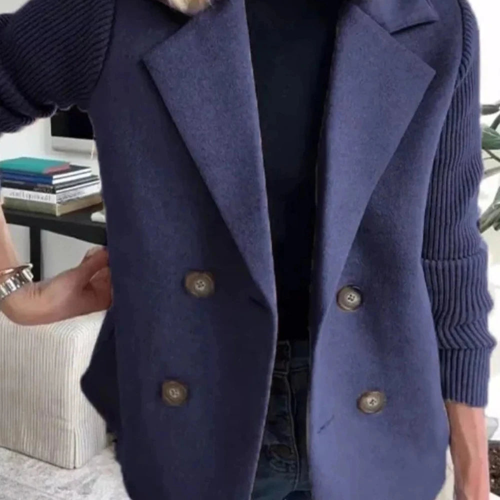 Lined Double-Breasted Knit Sleeve Outerwear