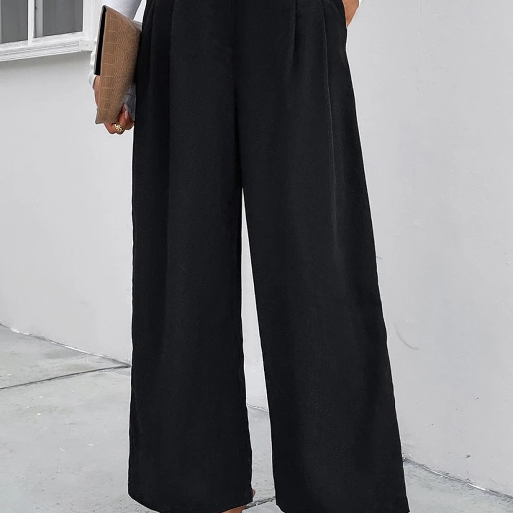 High Waist Wide Leg Pants with Pockets