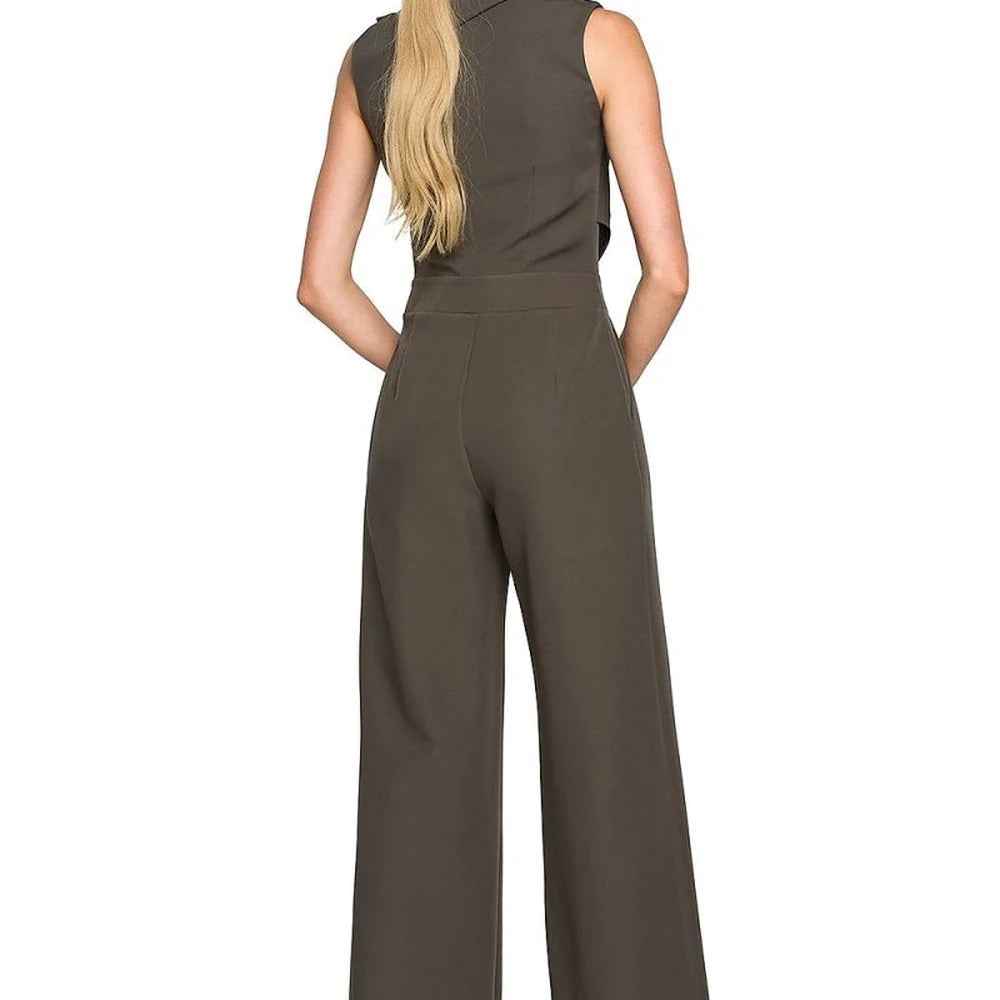 Elegant Wide-Leg Jumpsuit with Collar Detail